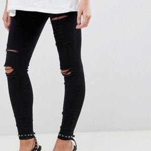 ASOS maternity pants destroyed in black with holes